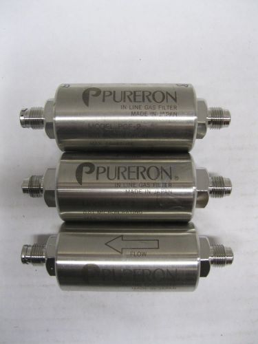 Lot of 3 Pureron In Line Gas Filter Model No: PGF-2  0.01 Micron Rating