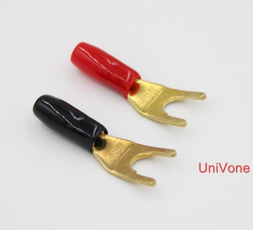 Y U Shape Plug Audio Amplifier HiFi Insulated Fork Terminal Gold Plated Red Blac