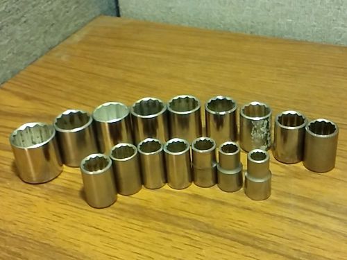 Vintage wilde 16pc 1/2&#034; drive 12 point metric shallow sockets 30mm - 11mm for sale