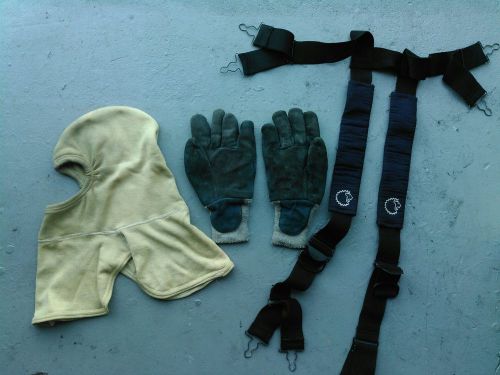 firefighter suspenders gloves hood set