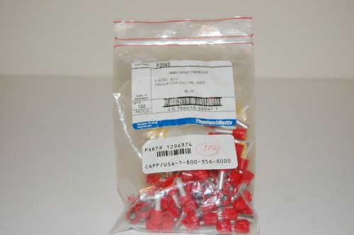 Thomas &amp; Betts Insulated Ferrule 8 AWG .471 (red) Surplus lot of 100 connectors