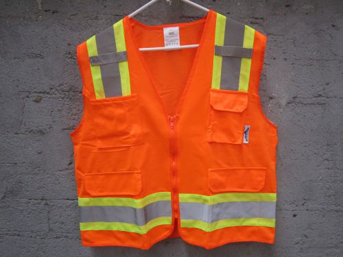 Large bright orange safety vest class 2 for sale