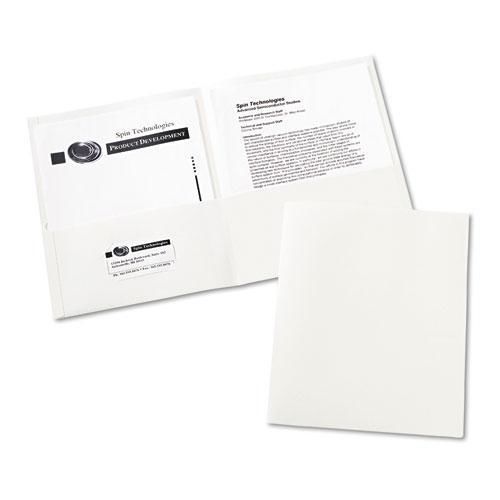 NEW AVERY 47991 Two-Pocket Embossed Paper Portfolio, 30-Sheet Capacity, White,