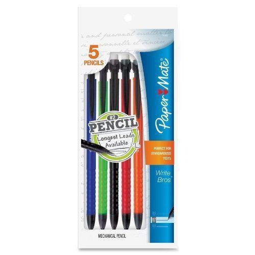 Paper Mate - Mechanical Pencil,No-slip Grip,Refillable,.7mm,5/PK,Asst, Sold a