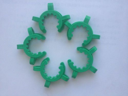 Lot of 5 keck clips ground glass connectors , joint clips, green,  size 24/40 for sale