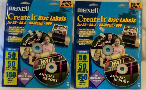 2 Maxell Disc Labels Create It Disc Labels 50 Disc, 50 case &amp; 150 general x2 NEW