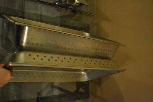 2 Large Perforated Stainless Steel Steam/Buffet Hotel Pans