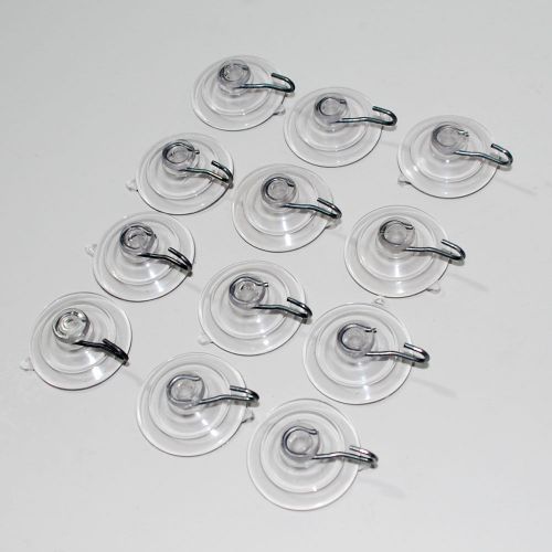 71 reusable 1.75&#034; clear suction cups with wire hooks for sale