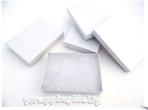 100 Pack  -5.5” x 3.5” x 1”  WHITE Swirl  Cotton Filled Jewelry Gift Boxes