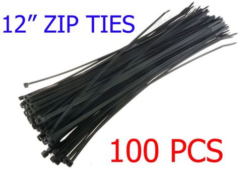 100 pcs pack 12&#034; inch network cable cord wire tie strap 60 lbs zip nylon black for sale