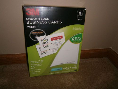 3M SMOOTH EDGE BUSINESS CARDS 2&#034; X 3 1/2&#034; WHITE LASER 1000 CARDS S216-L