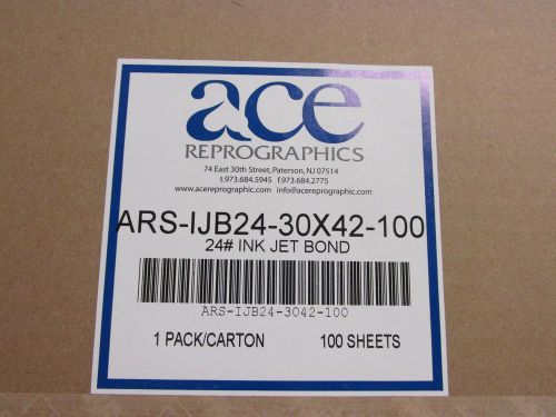 Ace 731109 24 Lbs InkJet Bond 30&#034; x 42&#034; Wide Format Plotter Paper 100 Sheets