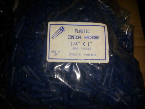 1000  1/4&#034; x 1&#034; - Plastic Conical Anchors