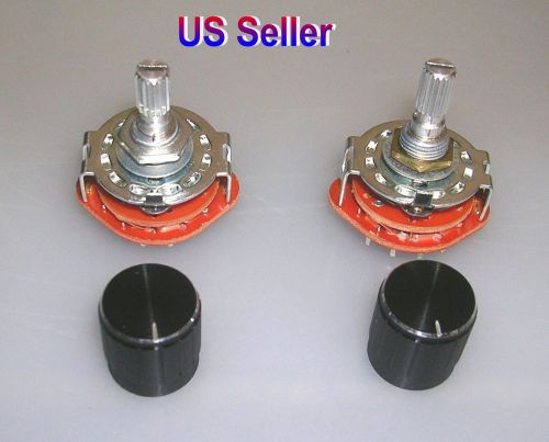 New 2 Pole 6 Position Rotary Switches (With Knobs) (Lot of 2)