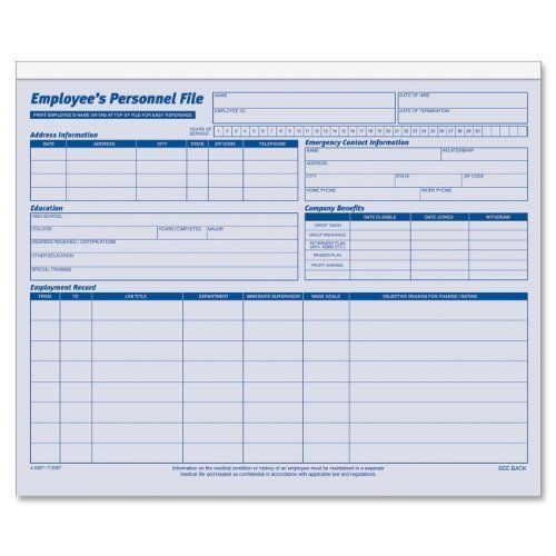 Adams Employee&#039;s Personnel File Folder 11.75 x 9.5&#034; Blue/White 20 Pk 9287