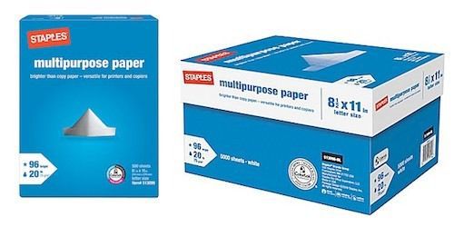 Staples Multipurpose Copy Paper Case (10 Reams) No Box - Queens / Brooklyn Only
