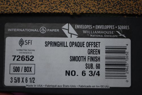 Box of 500 / Springhill Opaque Offset GREEN #6-3/4 Smooth 60# ENVELOPES  #S5150