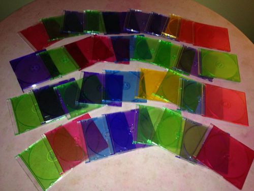 Lot Of 36 CD/DVD Optical Disc Jewel Cases In Translucent Rainbow Colors
