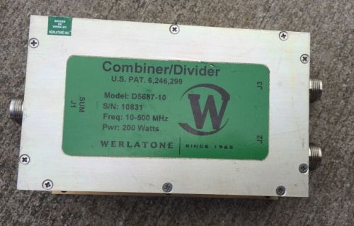 Werlatone D-5687-10 2-way rF Radio Power Combiner,  10-500 MHz, 200 Watts
