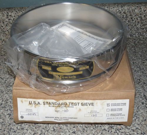 NEWARK USA STANDARD TEST SIEVE #120 .0049 OPENING -125UM MM- STAINLESS- NEW (SI2