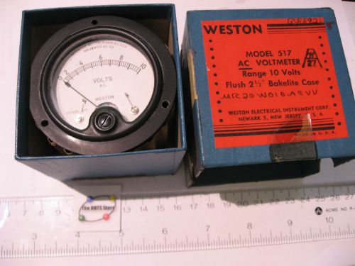 Weston Model 517 Vintage Panel Meter 0-10 AC Volts MR25W010-AC-VV 2inch NOS
