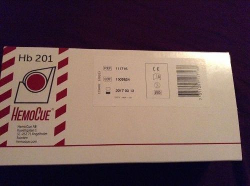 New- hemocue hb 201 microcuvettes -box of 200  (4 vials x 50 per vial= 200) for sale