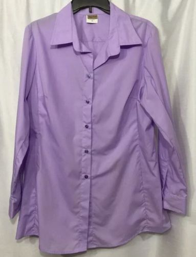 Culinary Classics Womens Sz 12 Lavender Long Sleeve Button Down Shirt Tunic Chef