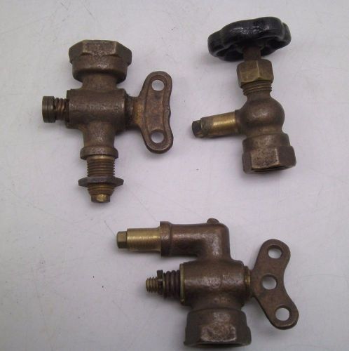Lot of 3! vintage heavy duty brass shut-off valve steampunk steam gas air dm for sale
