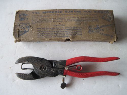Vintage The Improved Humane Hog Ringer Pliers Hand Tool With Box Made In USA