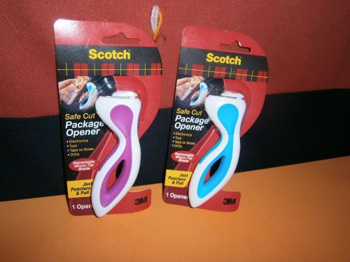 LOT OF 2 SCOTCH SAFE CUT PACKAGE OPENERS RETRACTABLE MICRO TIP BLADE PINK BLUE