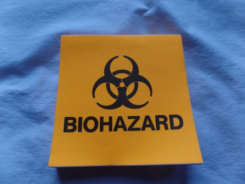 80 ORANGE BIOHAZARD STICKERS LABELS 4&#034; X 4&#034; PEEL BACK LABEL NEW