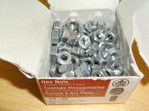 NEW Hillman Steel Hex Nuts 1/4-20 150003 01018, Pack of 85 *FREE SHIPPING*