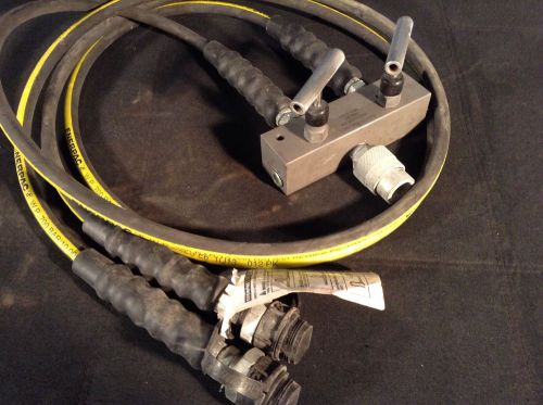 Enerpac AM21 Split Flow Valve, 3/8 In NPTF, 2 Way with Enerpac High Press Hoses