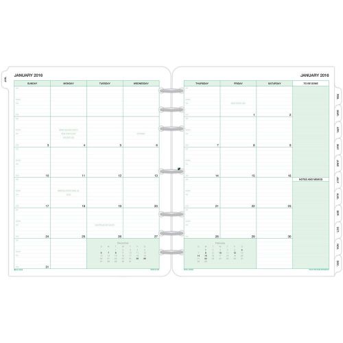 Day-Timer Two Page Per Month Refill 2016 12 Months Loose-Leaf Folio Size 8.5 ...