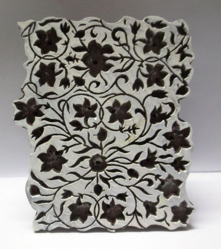 VINTAGE WOODEN HAND CARVED TEXTILE PRINT FABRIC BLOCK STAMP DEEP GROVES UNIQUE