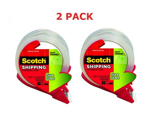 2PK Scotch Sure Start Shipping Packaging Tape with Refillable Dispenser 3450S-RD
