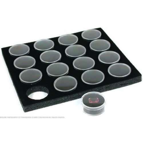 Gem Jar Foam Insert Display Black 16 Jars