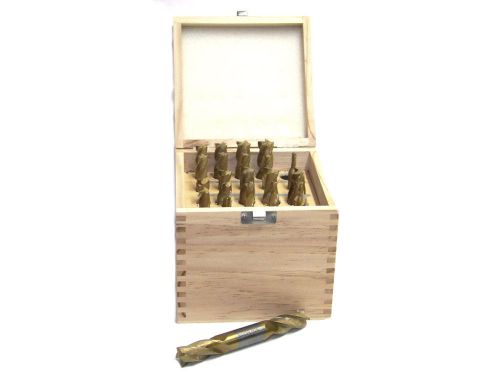 20 pc tin coated double end mill set 2&amp;4 flutes m2 titanium nitride-coated hss for sale