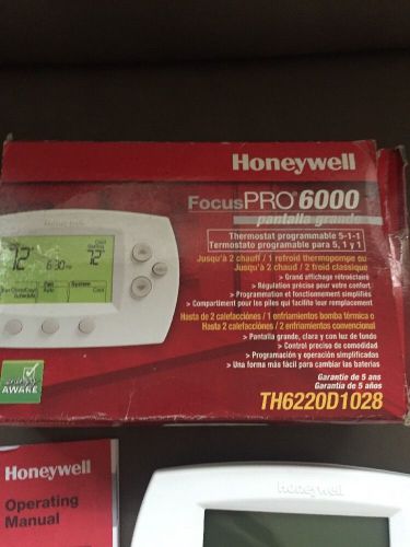 HONEYWELL TH6220D1028 FOCUS PRO 6000 5-1-1 PROGRAMMABLE THERMOSTAT