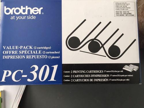 2PK Genuine Brother PC-301 Fax Film Ribbon Cartridge