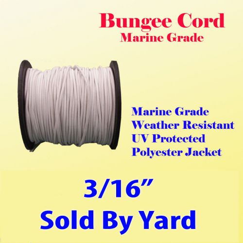 3/16&#034; x  Sold By Yards Premium Marine Grade Bungee Shock Stretch Cord UV White