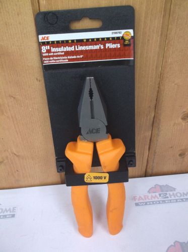 8&#034; Insulated Lineman&#039;s Pliers ~ Ace Hardware ~ 1000V Certified  ~ Free Shipping