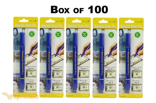 Box of 100 counterfeit pen money detector marker fake dollar bill currency blue for sale