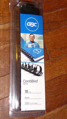 GBC CombBind Binder Spines Black 200 Sheet Capacity 1&#034; Quantity 10