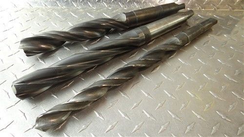Lot of 3 4mt taper shank twist drills 59/64&#034; to 1-21/64&#034; national for sale