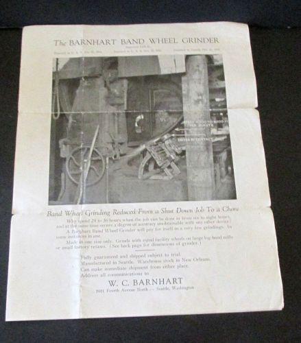 1916 The Barnhart Band Wheel Grinder Brochure Specs