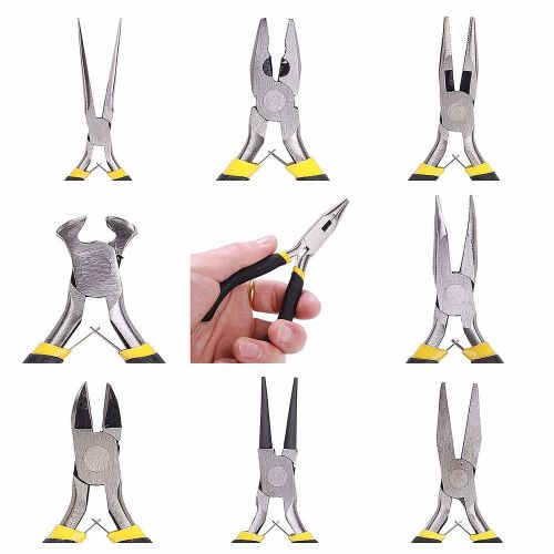 8Pcs Round Beading Nose Pliers Wire Side Cutters Pliers Tools Set piece grip loc