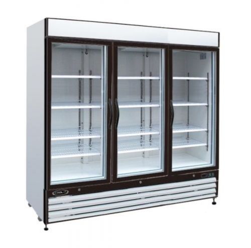 Kool-it kgf-72dv 3-door 72cf commercial glass display ice cream freezer (white) for sale