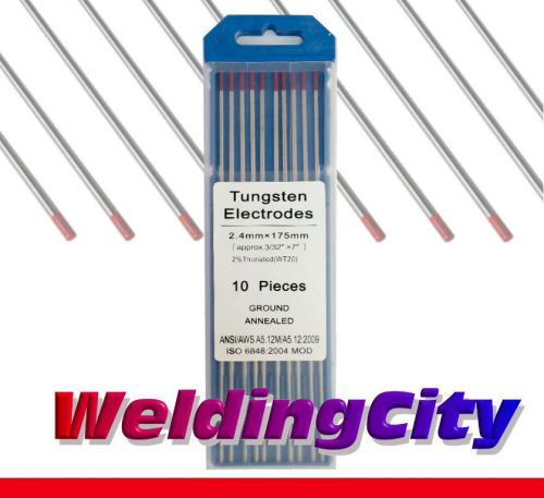 Weldingcity 10 2% thoriated tig welding tungsten electrode wt20 3/32&#034;x 7&#034; red for sale