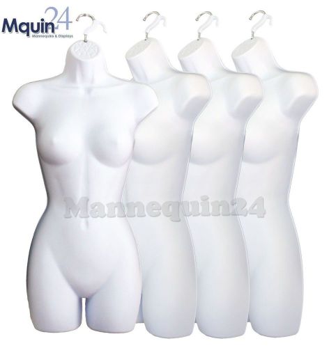 4 White Female Mannequin Forms Plastic Dress Body Form Woman Clothing Display
